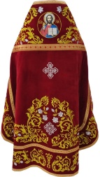 Priest Vestments, Embroidered on Velvet, Embroidery "Rose" with Sewn Galloon