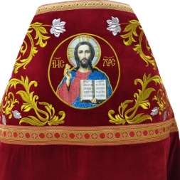 Priest Vestments, Embroidered on Velvet, Embroidery "Rose" with Sewn Galloon