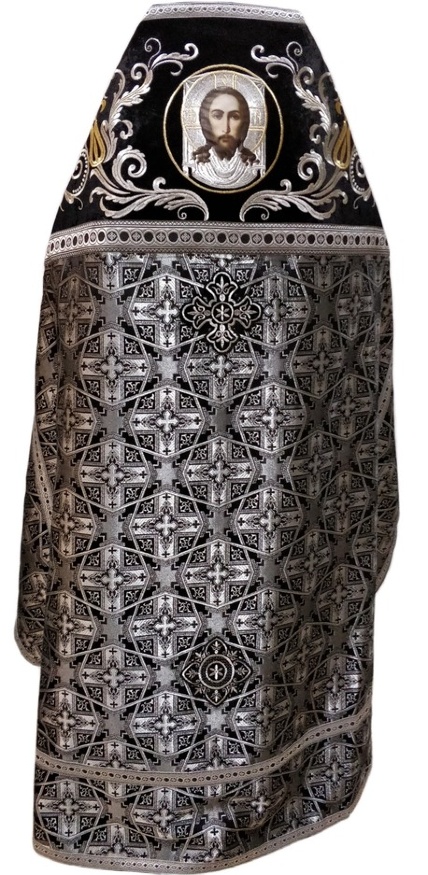 Priest Vestments Combined Brocade "Bethlehem Cross" with Embroidered Epitrachelion, Embroidery "New Pattern"