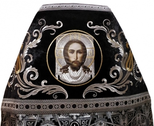 Priest Vestments Combined Brocade "Bethlehem Cross" with Embroidered Epitrachelion, Embroidery "New Pattern"