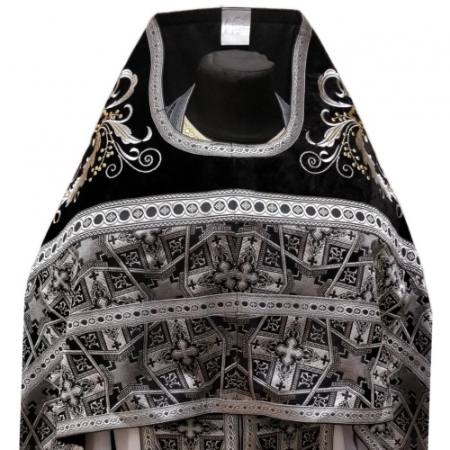 Priest Vestments Combined Brocade "Bethlehem Cross" with Embroidered Epitrachelion, Embroidery "New Pattern"