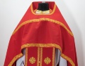 Embroidered Priest Vestments on Gabardine, "Meander" Embroidery with Embroidered Galloon