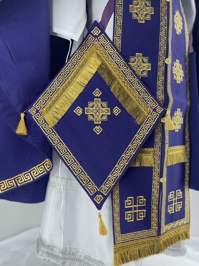 Priest Vestments, Embroidered Gabardine, with Embroidered Galloon, Embroidery "Meander"