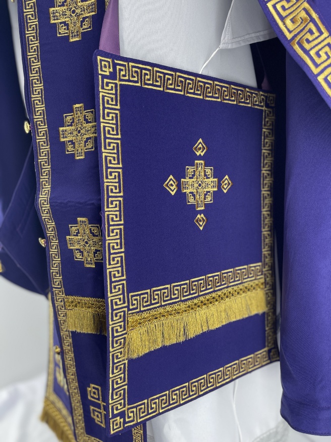 Priest Vestments, Embroidered Gabardine, with Embroidered Galloon, Embroidery "Meander"