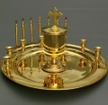Set for Unction, gilded, Ø30.4cm, height 17cm, without ladles