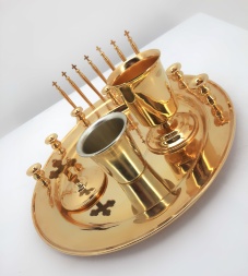 Set for Unction, gilded, Ø30.4cm, height 17cm, without ladles