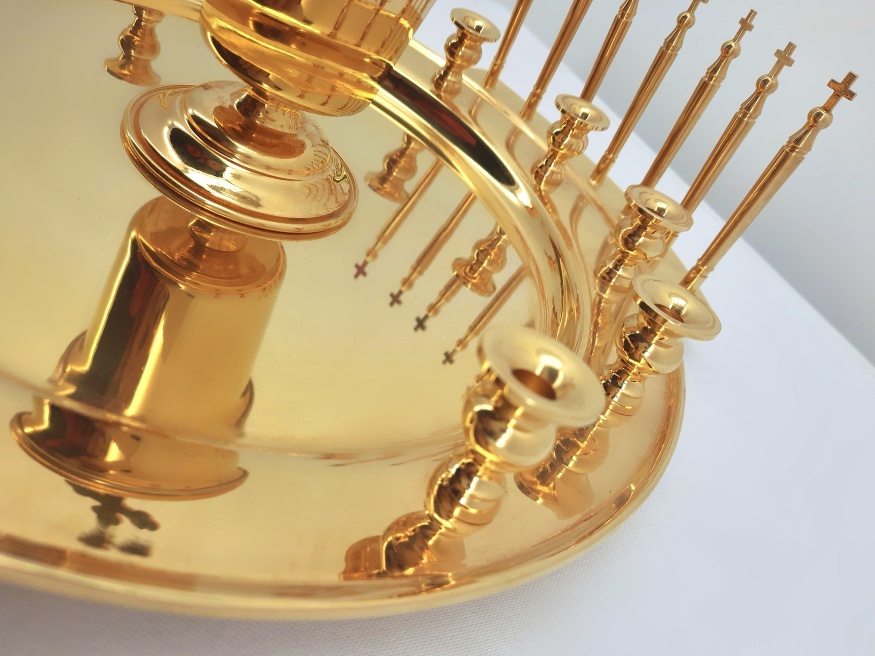 Set for Unction, gilded, Ø30.4cm, height 17cm, without ladles