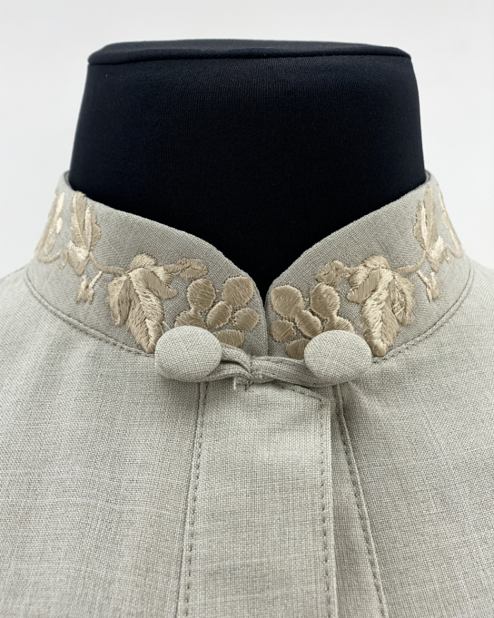 Cassock with Embroidery, Linen - Gabardine Fabric
