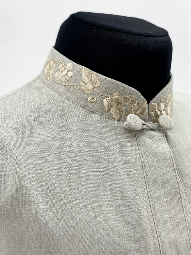 Cassock with Embroidery, Linen - Gabardine Fabric