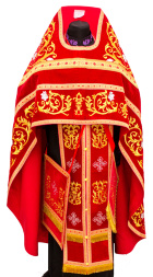 Priest Vestments, Embroidered on Velvet, Embroidery "Rose" with Sewn Galloon