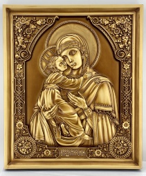 Icon of the Mother of God "Vladimirskaya" (painting, carved)