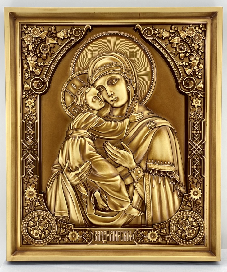 Icon of the Mother of God "Vladimirskaya" (painting, carved)