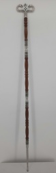 Wooden staff silver-plated, with serpents, enamel and stones 149х15.5 cm