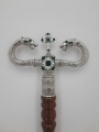 Wooden staff silver-plated, with serpents, enamel and stones 149х15.5 cm