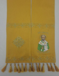 Bookmark with Embroidered Icon of St. Nicholas the Wonderworker (Brocade)