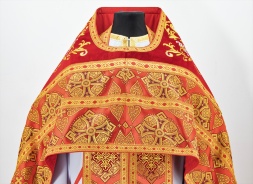 Priest Vestment Combined of Brocade, with Embroidered Epitrachelion, Embroidery "Paschal"