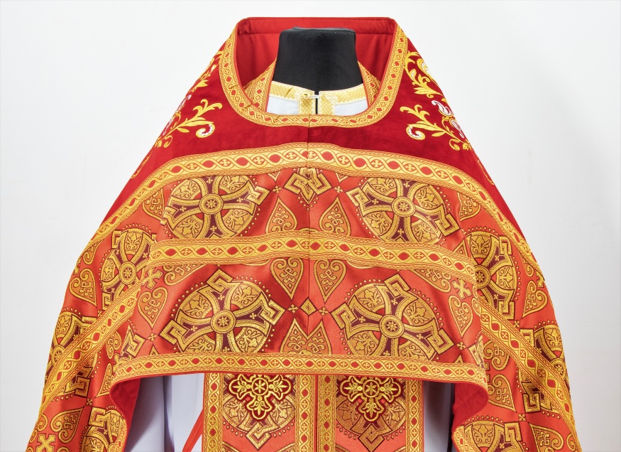 Priest Vestment Combined of Brocade, with Embroidered Epitrachelion, Embroidery "Paschal"