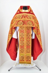 Priest Vestment Combined of Brocade, with Embroidered Epitrachelion, Embroidery "Paschal"