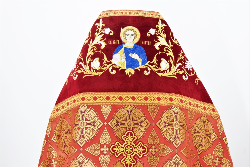 Priest Vestment Combined of Brocade, with Embroidered Epitrachelion, Embroidery "Paschal"