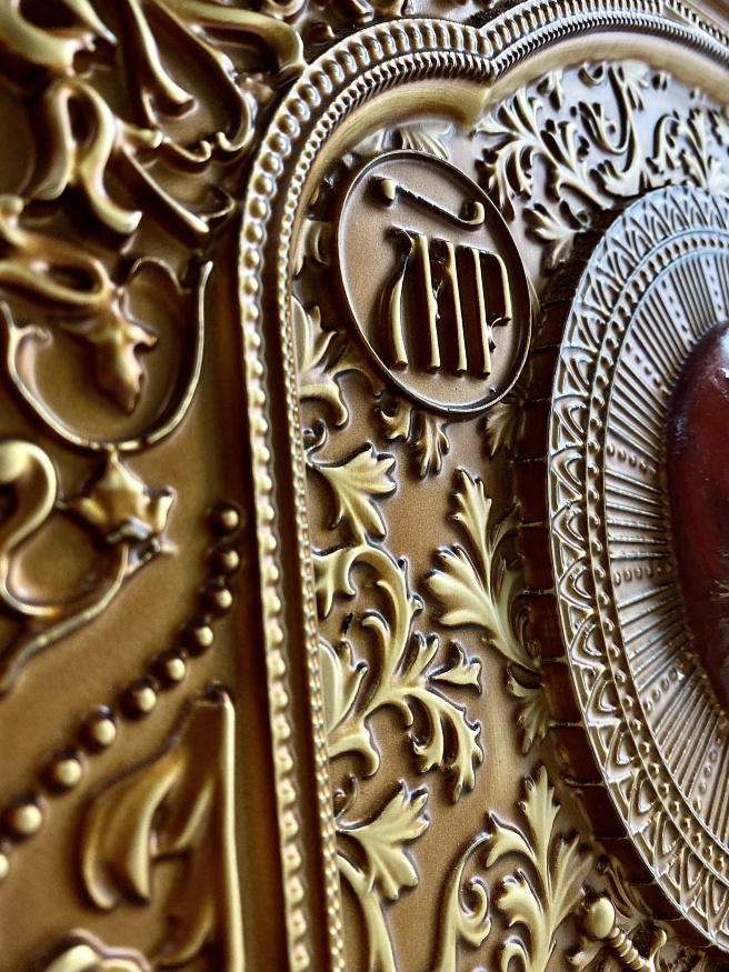 Icon of the Mother of God "Seven Arrows" (hand-painted, carved)