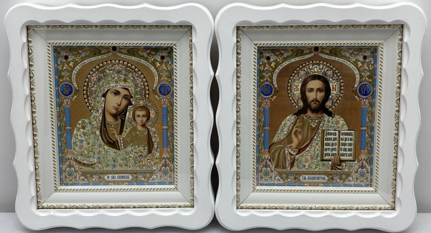 Icons "Wedding Couple" (lithograph, purchased, female - blessing, without frame) white, without gold plating, 27x24cm