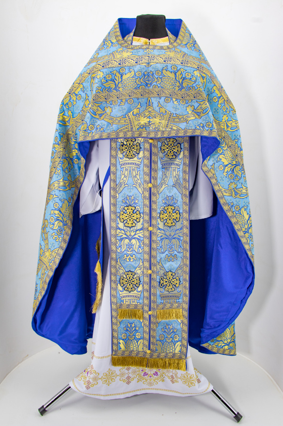 Priest Vestments, made of Greek brocade "Jerusalem" with Kyiv sewn galloon