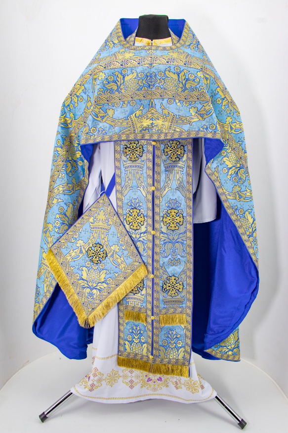 Priest Vestments, made of Greek brocade "Jerusalem" with Kyiv sewn galloon