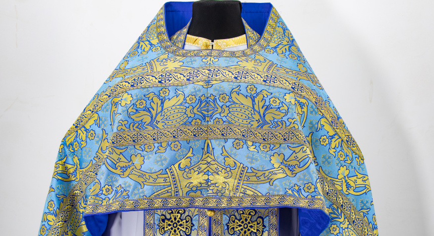 Priest Vestments, made of Greek brocade "Jerusalem" with Kyiv sewn galloon