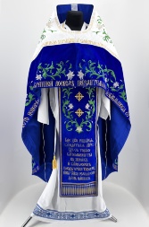 Combined Priest Vestments Embroidered on Velvet, with Embroidered Icons, Embroidery "Lilies"