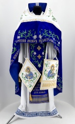Combined Priest Vestments Embroidered on Velvet, with Embroidered Icons, Embroidery "Lilies"
