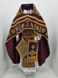 Priest Vestment Embroidered on Gabardine, Embroidery "Circle" with Sew-on Galoon and Icons of St. Archangel Michael and Gabriel