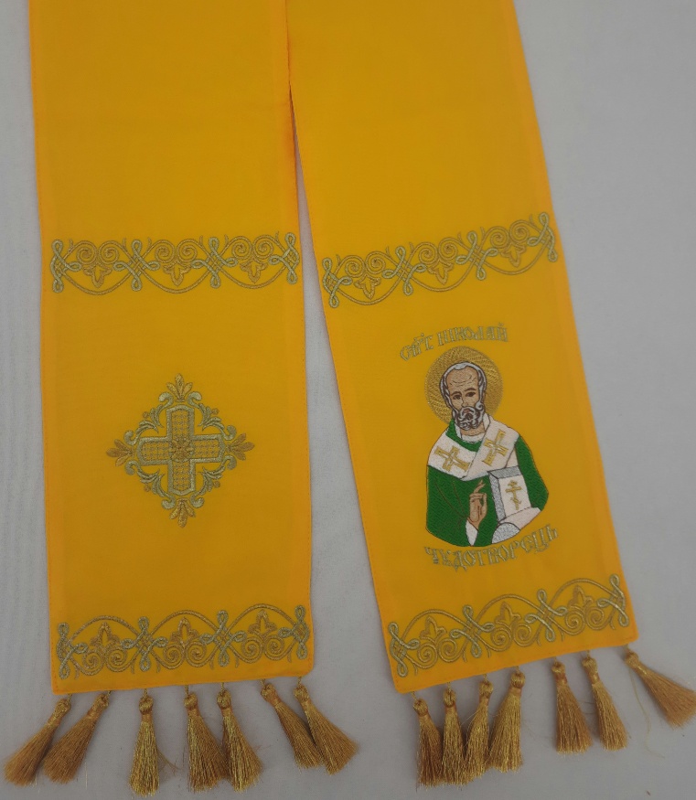 Bookmark with Embroidered Image of St. Nicholas the Wonderworker (gabardine)