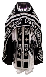 Priest Vestments, Velvet Embroidered, "Rose" Embroidery with Sewn Galloon