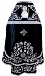 Priest Vestments, Velvet Embroidered, "Rose" Embroidery with Sewn Galloon