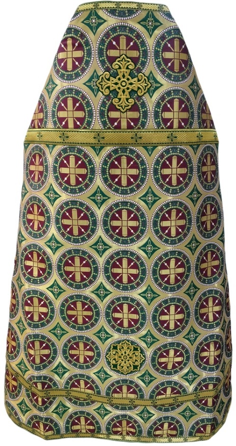 Priest Vestments Made of Greek Brocade, "Byzantium" Fabric with Kyiv Sewn Braid