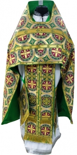 Priest Vestments Made of Greek Brocade, "Byzantium" Fabric with Kyiv Sewn Braid