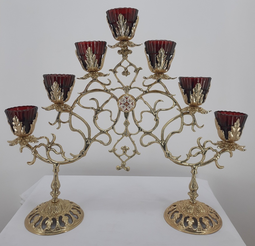Seven-Branched Altar Candelabrum No. 9 - 1 (enamel, brass), Height 54 cm, Length 68 cm