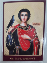 Laminated Icon of Saint Great Martyr Tryphon (K. R.)