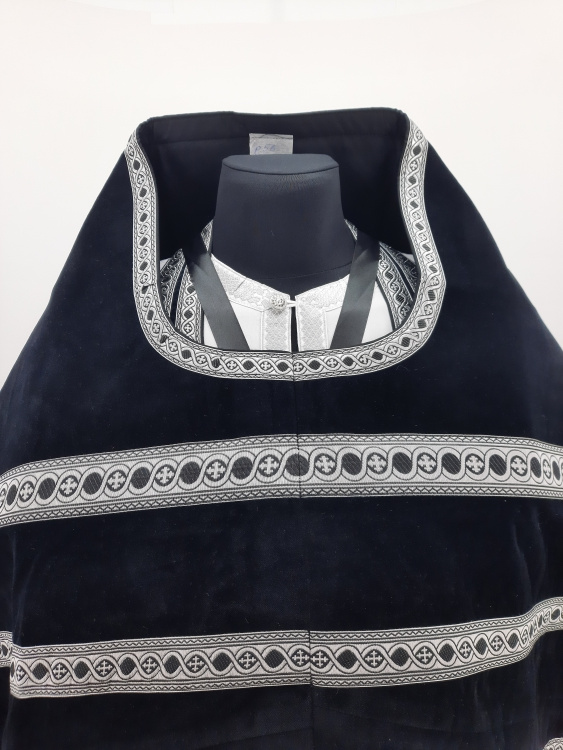 Priest Vestments, Embroidered Velvet, with Sewn Galloon