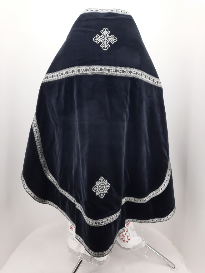 Priest Vestments, Embroidered Velvet, with Sewn Galloon