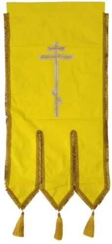 Embroidered Banners, Embroidery "Lily", Sewn Banner on One Side, Cross without Embroidery on the Other Side