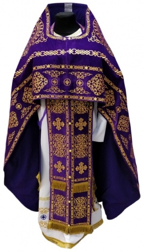Priest Vestments, Embroidered on Velvet, Embroidery "Kolo" with Embroidered Galloon