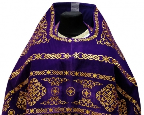 Priest Vestments, Embroidered on Velvet, Embroidery "Kolo" with Embroidered Galloon