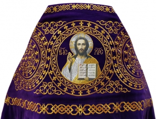 Priest Vestments, Embroidered on Velvet, Embroidery "Kolo" with Embroidered Galloon