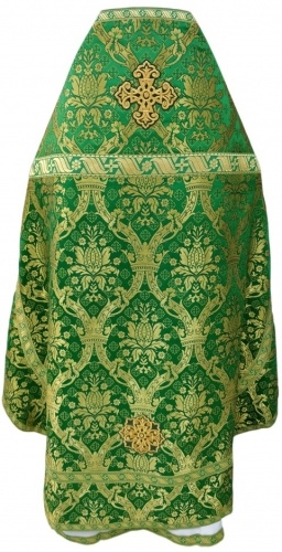 Priest Vestments Made of Greek Brocade, "Jerusalem" Fabric with Sewn-on Galloon