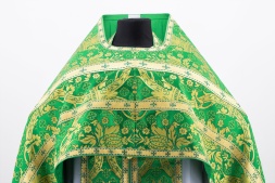 Priest Vestments Made of Greek Brocade, "Jerusalem" Fabric with Sewn-on Galloon