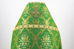 Priest Vestments Made of Greek Brocade, "Jerusalem" Fabric with Sewn-on Galloon
