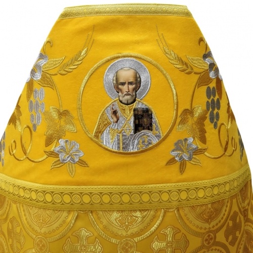 Priest Vestments Combined Brocade "Kyiv Cross" with Embroidered Epitrachelion, Embroidery "Lily"