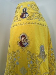 Priest Vestments, Embroidered on Velvet, Embroidered Center with Icons, with Embroidered Galloon