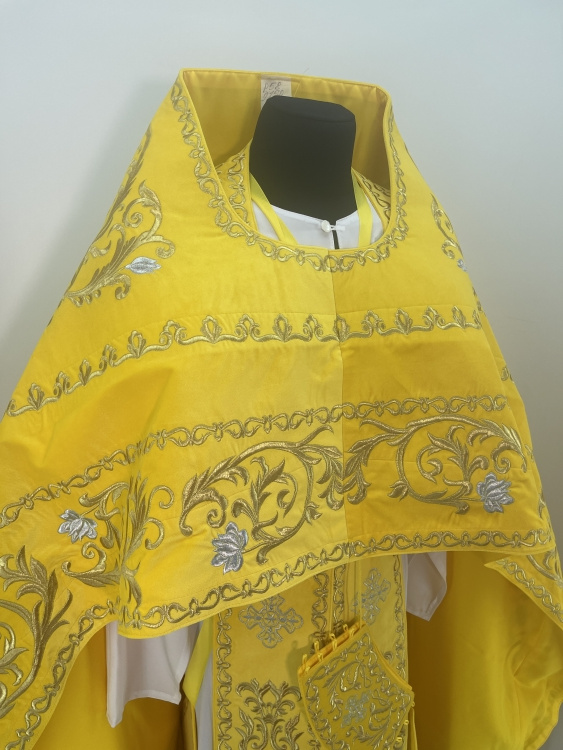 Priest Vestments, Embroidered on Velvet, Embroidered Center with Icons, with Embroidered Galloon